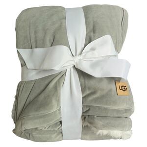 NWT Ugg Home Bliss Sherpa Microfleece Accent Throw Gray Cream Cozy Warm 50x70